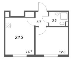 1 ккв № 256 Корп.: 4 , Секция 2  в ЖК ЛСР. Ржевский парк
