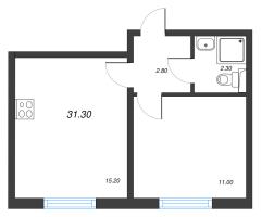 2 ккв (Евро) № 244 Корп.: 15 , Секция 2  в ЖК ЛСР. Ржевский парк