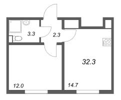 1 ккв № 36 Корп.: 4 , Секция 1  в ЖК ЛСР. Ржевский парк