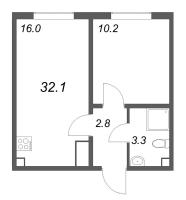 2 ккв (Евро) № 14 Корп.: 3 , Секция 1  в ЖК ЛСР. Ржевский парк