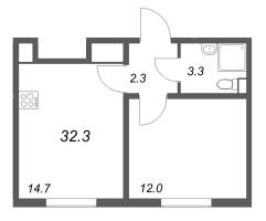 1 ккв № 38 Корп.: 4 , Секция 1  в ЖК ЛСР. Ржевский парк