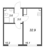 2 ккв (Евро) № 44 Корп.: 2 , Секция 1  в ЖК ЛСР. Ржевский парк