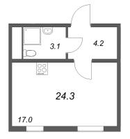 Студия № 133 Корп.: 4 , Секция 1  в ЖК ЛСР. Ржевский парк