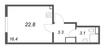 Студия № 114 Корп.: 3 , Секция 1  в ЖК ЛСР. Ржевский парк