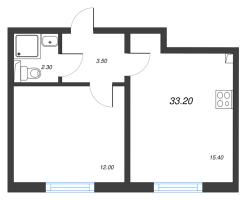 2 ккв (Евро) № 232 Корп.: 15 , Секция 2  в ЖК ЛСР. Ржевский парк