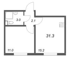 2 ккв (Евро) № 48 Корп.: 4 , Секция 1  в ЖК ЛСР. Ржевский парк