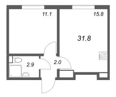 2 ккв (Евро) № 42 Корп.: 4 , Секция 1  в ЖК ЛСР. Ржевский парк