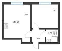 2 ккв (Евро) № 236 Корп.: 15 , Секция 2  в ЖК ЛСР. Ржевский парк