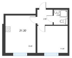 2 ккв (Евро) № 230 Корп.: 15 , Секция 2  в ЖК ЛСР. Ржевский парк