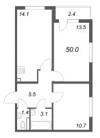 2 ккв № 1 Корп.: 3 , Секция 1  в ЖК ЛСР. Ржевский парк