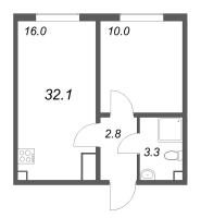 2 ккв (Евро) № 16 Корп.: 3 , Секция 1  в ЖК ЛСР. Ржевский парк