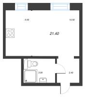 Студия № 2 Корп.: 15 , Секция 1  в ЖК ЛСР. Ржевский парк