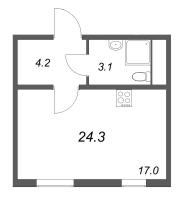 Студия № 341 Корп.: 4 , Секция 2  в ЖК ЛСР. Ржевский парк