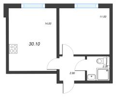 1 ккв № 225 Корп.: 15 , Секция 2  в ЖК ЛСР. Ржевский парк