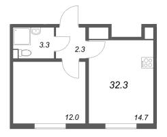 1 ккв № 254 Корп.: 4 , Секция 2  в ЖК ЛСР. Ржевский парк
