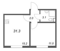 2 ккв (Евро) № 230 Корп.: 4 , Секция 2  в ЖК ЛСР. Ржевский парк