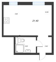 Студия № 15 Корп.: 15 , Секция 1  в ЖК ЛСР. Ржевский парк
