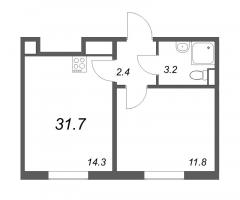 1 ккв № 19 Корп.: 7 , Секция 1  в ЖК ЛСР. Ржевский парк