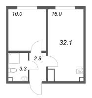 2 ккв (Евро) № 27 Корп.: 3 , Секция 1  в ЖК ЛСР. Ржевский парк