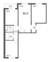 3 ккв (Евро) № 324 Корп.: 7 , Секция 3  в ЖК ЛСР. Ржевский парк