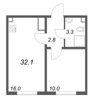2 ккв (Евро) № 23 Корп.: 3 , Секция 1  в ЖК ЛСР. Ржевский парк