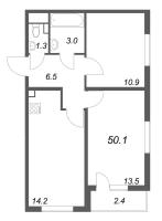 2 ккв № 46 Корп.: 2 , Секция 1  в ЖК ЛСР. Ржевский парк