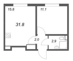 2 ккв (Евро) № 306 Корп.: 4 , Секция 2  в ЖК ЛСР. Ржевский парк