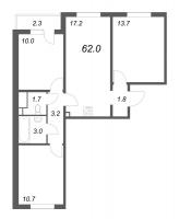 3 ккв (Евро) № 317 Корп.: 7 , Секция 3  в ЖК ЛСР. Ржевский парк