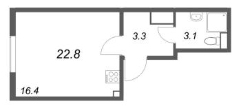Студия № 139 Корп.: 3 , Секция 1  в ЖК ЛСР. Ржевский парк