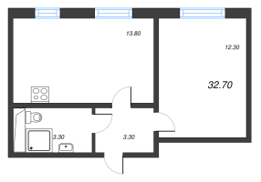 1 ккв № 495 Корп.: 1 , Секция 4  в ЖК ЛСР. Ржевский парк