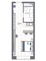 Студия № 341 Корп.: 1 , Секция 1  в ЖК Ladozhsky AVENIR