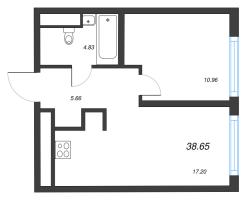 2 ккв (Евро) № 411 Корп.: 5 , Секция 7  в ЖК Legenda Васильевского