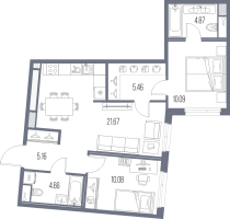 3 ккв (Евро) № 97 Корп.: 6 , Секция 1  в ЖК Legenda Васильевского