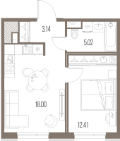 2 ккв (Евро) № 451 Корп.: 2 , Секция 9  в ЖК Legenda Васильевского