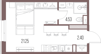 Студия № 35 Корп.: 2 , Секция 1  в ЖК Legenda Васильевского