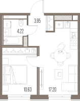 2 ккв (Евро) № 437 Корп.: 2 , Секция 9  в ЖК Legenda Васильевского