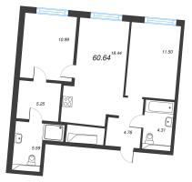 3 ккв (Евро) № 164 Корп.: 1 , Секция 4  в ЖК Legenda Васильевского