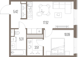 2 ккв (Евро) № 7 Корп.: 3 , Секция 1  в ЖК Legenda Васильевского