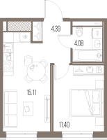 2 ккв (Евро) № 386 Корп.: 2 , Секция 8  в ЖК Legenda Васильевского