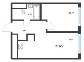 2 ккв (Евро) № 241 Корп.: 5 , Секция 4  в ЖК Legenda Васильевского