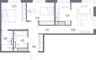 3 ккв (Евро) № 226 Корп.: 6 , Секция 3  в ЖК Легенда Васильевского