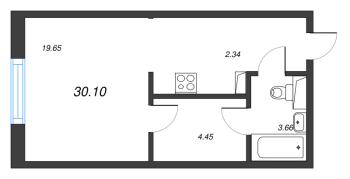 Студия № 57 Корп.: 1 , Секция 2  в ЖК Legenda Васильевского