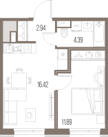 2 ккв (Евро) № 408 Корп.: 2 , Секция 8  в ЖК Legenda Васильевского