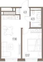 2 ккв (Евро) № 156 Корп.: 2 , Секция 4  в ЖК Legenda Васильевского