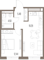 2 ккв (Евро) № 2 Корп.: 3 , Секция 1  в ЖК Legenda Васильевского