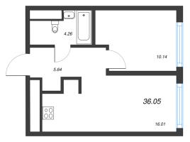 2 ккв (Евро) № 397 Корп.: 5 , Секция 7  в ЖК Legenda Васильевского