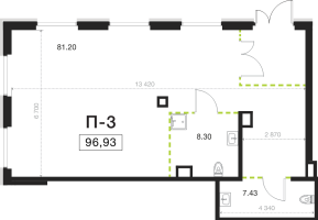 К. пом № П-3 Корп.: 3 , Секция 1  в ЖК Legenda Васильевского
