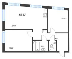 3 ккв (Евро) № 111 Корп.: 1 , Секция 3  в ЖК Legenda Васильевского