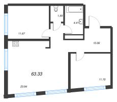 3 ккв (Евро) № 244 Корп.: 5 , Секция 4  в ЖК Легенда Васильевского