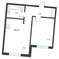 2 ккв (Евро) № 333 Корп.: 1 , Секция 6  в ЖК Легенда Васильевского